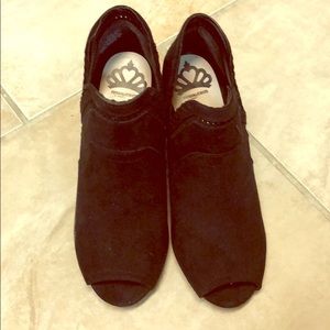 Black Open Toed Booties Size 6.5